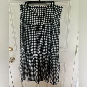 Navy Gingham Tiered Maxi